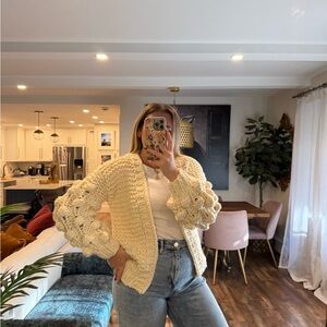 SAACHI Cream Chunky Knit Cardigan